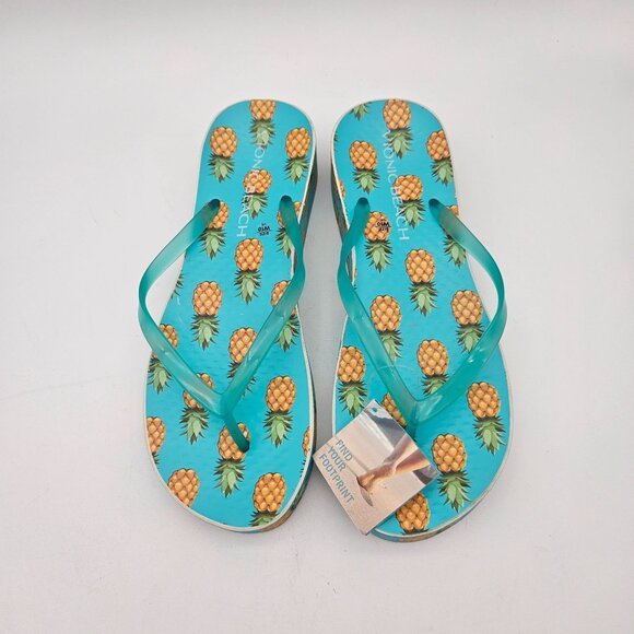 Vionic Beach Noosa Platform Flip Flops Pineapples Womens Sz 10 NEW - Picture 2 of 7